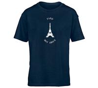 Hippowarehouse Eiffel Tower Paris mon Amour Kids Children's Short Sleeve t-Shirt Navy Blue