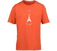Hippowarehouse Eiffel Tower Paris mon Amour Kids Children's Short Sleeve t-Shirt Orange