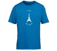 Hippowarehouse Eiffel Tower Paris mon Amour Kids Children's Short Sleeve t-Shirt Sapphire Blue