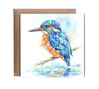 Hippowarehouse Elegant floral Kingfisher Personalised Card. 15cm x 15cm with envelope for him for her Funny Cards for Men and Women Blank inside option