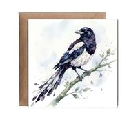 Hippowarehouse Elegant floral Magpie Personalised Card. 15cm x 15cm with envelope for him for her Funny Cards for Men and Women Blank inside option