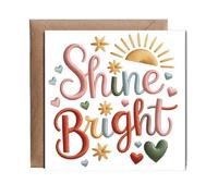 Hippowarehouse Embroidered style shine bright Personalised Card. 15cm x 15cm with envelope for him for her Funny Cards for Men and Women Blank inside option