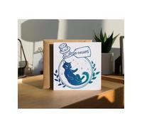 Hippowarehouse Enchanted Cat in a Dream Bottle Celestial Fantasy Personalised Card. 15cm x 15cm with envelope for him for her Funny Cards for Men and Women Blank inside option
