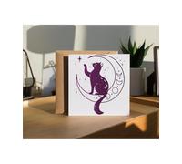Hippowarehouse Enchanted Moon Cat Ethereal Cosmic Dream Fantasy Personalised Card. 15cm x 15cm with envelope for him for her Funny Cards for Men and Women Blank inside option