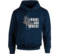 Hippowarehouse Endure and Survive - Moth Ferns Fireflies Unisex Hoodie Hooded top (Specific Size Guide in Description) Navy Blue