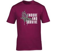 Hippowarehouse Endure and Survive - Moth Ferns Fireflies Unisex Short Sleeve t-Shirt (Specific Size Guide in Description) Maroon
