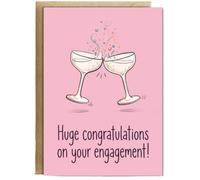 Hippowarehouse Engagement Card for Couple, Clinking Champagne Coupes Card - A6 with envelope for him for her Funny Cards for Men and Women