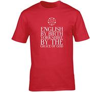 Hippowarehouse English by Birth Yorkshire by The Grace of God Unisex Short Sleeve t-Shirt (Specific Size Guide in Description) Red