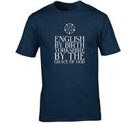 Hippowarehouse English by Birth Yorkshire by The Grace of God Unisex Short Sleeve t-Shirt (Specific Size Guide in Description) Navy Blue