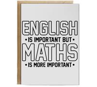 Hippowarehouse English is important but Maths is more important Birthday Card A5 Personalised with envelope for him for her Funny Cards for Men and Women Blank inside option