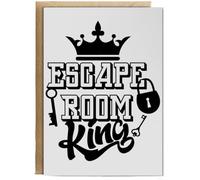 Hippowarehouse Escape Room King Birthday Card A5 Personalised with envelope for him for her Funny Cards for Men and Women Blank inside option
