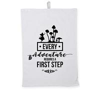 Hippowarehouse Every Adventure Requires A First Step Tea Towel Eco Printed Dish Cloth Kitchen accessory 50cmx70cm 100% Cotton