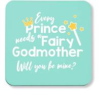 Hippowarehouse Every Prince needs a Fairy Godmother Will you be mine? printed coaster gloss finish durable backing 9cm x 9cm 2 pack