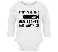 Hippowarehouse Every Shot, Tear and Prayer was Worth it! - IVF Baby Vest Bodysuit (Long Sleeve) Boys Girls White