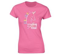 Hippowarehouse Everything is Magic Unicorn Womens Fitted Short Sleeve t-Shirt (Specific Size Guide in Description) Pink