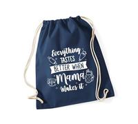 Hippowarehouse Everything Tastes Better When Mama Makes It for Mothers Day Drawstring Cotton School Gym Bag 37cm x 46cm, 12 litres