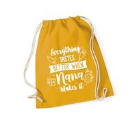 Hippowarehouse Everything Tastes Better When Nana Makes It Baking Lover Drawstring Cotton School Gym Bag 37cm x 46cm, 12 litres