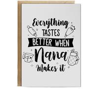Hippowarehouse Everything Tastes Better When Nana Makes It Baking Lover Personalised Card A6 with envelope for him for her Funny Cards for Men and Women Blank inside option