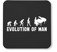 Hippowarehouse Evolution of Man Piano printed coaster gloss finish durable backing 9cm x 9cm 2 pack