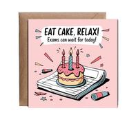 Hippowarehouse Exam Time Birthday Card Eat Cake Relax Because Exams Can Wait for Today Personalised Card. 15cm x 15cm with envelope for him for her Funny Cards for Men and Women Blank inside option