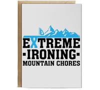 Hippowarehouse Extreme Ironing Mountain Chores Personalised Card A6 with envelope for him for her Funny Cards for Men and Women Blank inside option