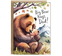 Hippowarehouse Fathers day Big bear hugs dad Personalised Card A5 with envelope for him for her Funny Cards for Men and Women Blank inside option