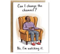 Hippowarehouse father's day card can I change the channel Personalised Card A5 with envelope for him for her Funny Cards for Men and Women Blank inside option
