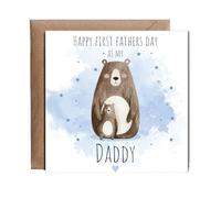 Hippowarehouse Fathers day first fathers day Daddy bear Personalised Card. 15cm x 15cm with envelope for him for her Funny Cards for Men and Women Blank inside option