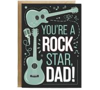 Hippowarehouse Father's day you're a rock star dad Personalised Card A6 with envelope for him for her Funny Cards for Men and Women Blank inside option