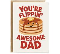Hippowarehouse Father's day you're flippin awesome dad pancakes Personalised Card A6 with envelope for him for her Funny Cards for Men and Women Blank inside option