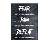 Hippowarehouse Fear Pain Defeat Does Not Exist In This Dojo Printed Poster A4 Wall Art Design Classroom Room Gym Office DÃƒ©cor