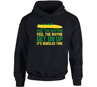 Hippowarehouse Feel The Rhythm Feel The Rhyme get on up It's Bobsled time Unisex Hoodie Hooded top (Specific Size Guide in Description) Black