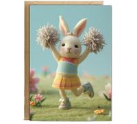 Hippowarehouse felt bunny cheerleading Personalised Card A5 with envelope for him for her Funny Cards for Men and Women Blank inside option