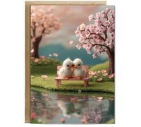 Hippowarehouse felt ducks on a bench Personalised Card A6 with envelope for him for her Funny Cards for Men and Women Blank inside option