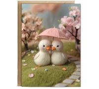 Hippowarehouse felt ducks under an umbrella Personalised Card A5 with envelope for him for her Funny Cards for Men and Women Blank inside option