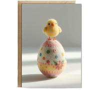 Hippowarehouse Felt easter egg chick Personalised Card A6 with envelope for him for her Funny Cards for Men and Women Blank inside option