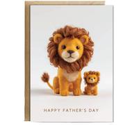 Hippowarehouse felt lion and cub Fathers day Personalised Card A5 with envelope for him for her Funny Cards for Men and Women Blank inside option