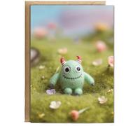 Hippowarehouse Felt little monster Personalised Card A6 with envelope for him for her Funny Cards for Men and Women Blank inside option