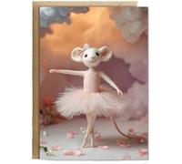 Hippowarehouse felt mouse ballerina Personalised Card A5 with envelope for him for her Funny Cards for Men and Women Blank inside option