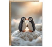Hippowarehouse felt penguins Personalised Card A6 with envelope for him for her Funny Cards for Men and Women Blank inside option