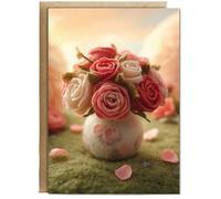 Hippowarehouse felt roses Personalised Card A5 with envelope for him for her Funny Cards for Men and Women Blank inside option