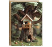 Hippowarehouse Felt treehouse Personalised Card A6 with envelope for him for her Funny Cards for Men and Women Blank inside option