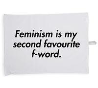 Hippowarehouse Feminism is my second favourite f-word Tea Towel Eco Printed Dish Cloth Kitchen accessory 50cmx70cm 100% Cotton