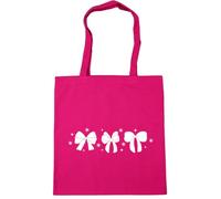 Hippowarehouse Festive Christmas Holiday Bows with Sparkling Stars Cute Coquette Girly Design Tote Shopping Gym Beach Bag 42cm x38cm, 10 litres