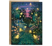 Hippowarehouse fireflies glowing in a twilight garden Birthday Card A5 Personalised with envelope for him for her Funny Cards for Men and Women Blank inside option