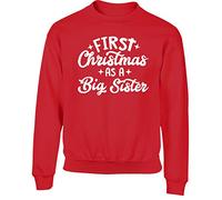 Hippowarehouse First Christmas as a Big Sister Kids Children's Unisex Jumper Sweatshirt Pullover Red