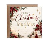 Hippowarehouse First Christmas as Mr and Mrs a beautiful beginning Card - 15cm x 15cm with envelope for him for her Funny Cards for Mum Dad Sister Brother