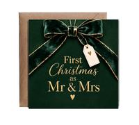 Hippowarehouse First Christmas as Mr and Mrs green gift Card - 15cm x 15cm with envelope for him for her Funny Cards for Mum Dad Sister Brother