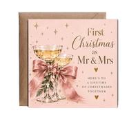 Hippowarehouse First Christmas as Mr and Mrs here's to a lifetime Card - 15cm x 15cm with envelope for him for her Funny Cards for Mum Dad Sister Brother