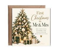 Hippowarehouse First Christmas as Mr and Mrs may your days be merry Card - 15cm x 15cm with envelope for him for her Funny Cards for Mum Dad Sister Brother